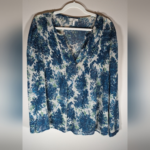 Joie Blue/Green Silk Floral Top - Picture 1 of 6